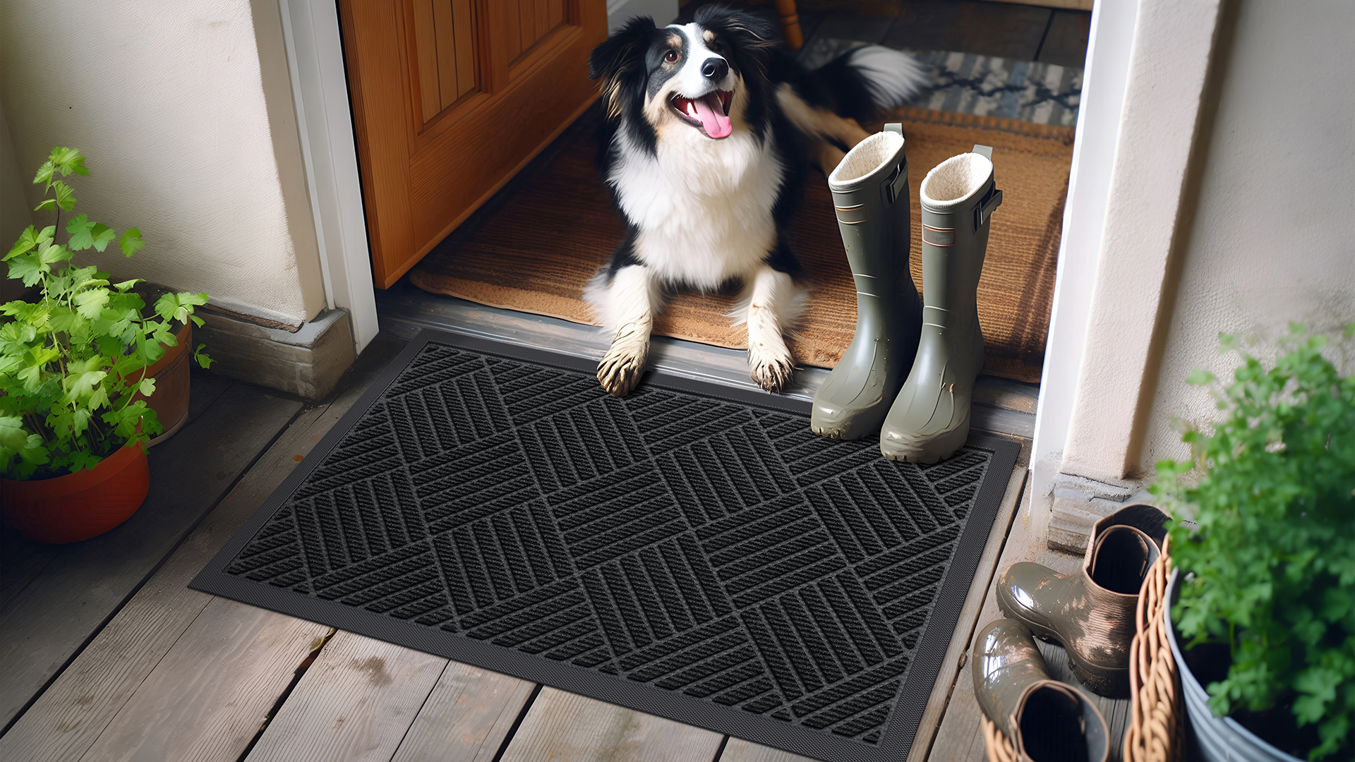 OLANLY Front Door Mat Indoor Outdoor, Heavy Duty Non Slip Rubber